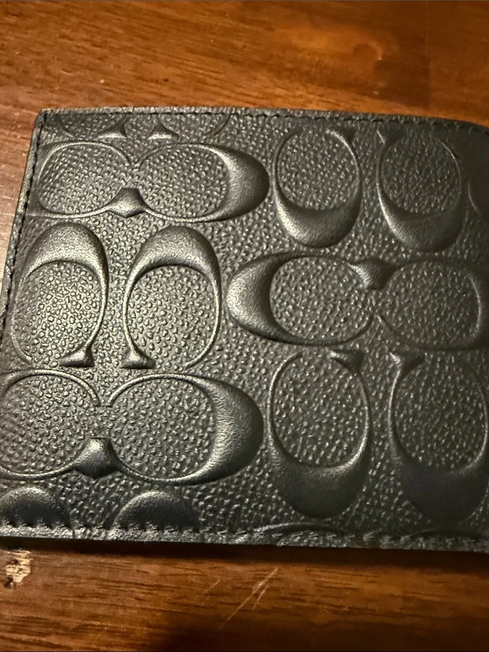 Coach Black Embossed Signature Leather Card & ID Holders